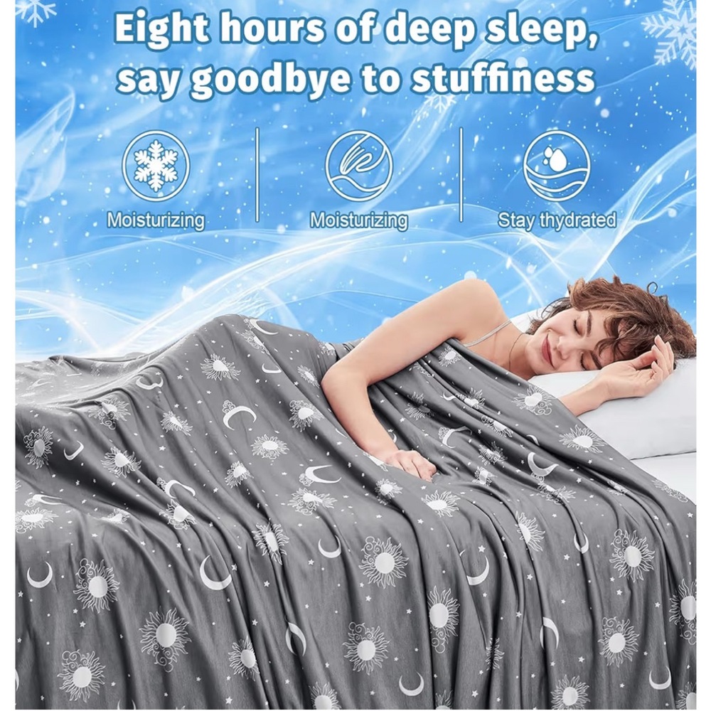Cooling Blankets Lightweight Breathable Summer Cold Blanket 90"x90"Dark Grey-Sky